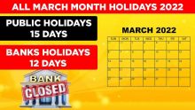 March Month Holidays 2022 – Government, Public & Bank Holidays in India